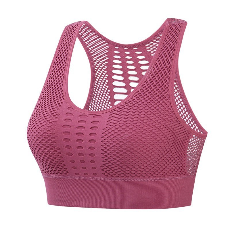 Women Sports Bra Mesh Top